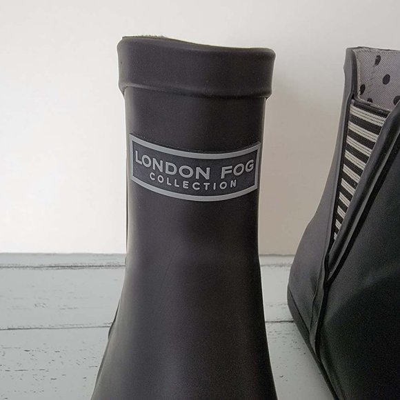 London Fog Piccadilly Women's Black Pull-On Ankle Rain Boots Size US 9M *EUC* - Picture 2 of 13